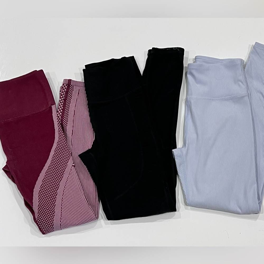XS Fabletics Joy lab ribbed leggings maroon black light blue workout yoga